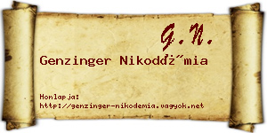 Genzinger Nikodémia névjegykártya